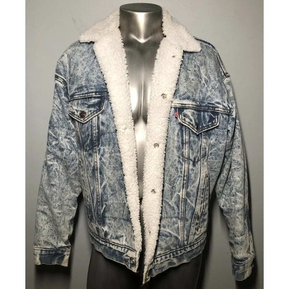 Levi's Jacket Men Size Medium Denim Trucker Sherpa Lined Made in USA Vintage